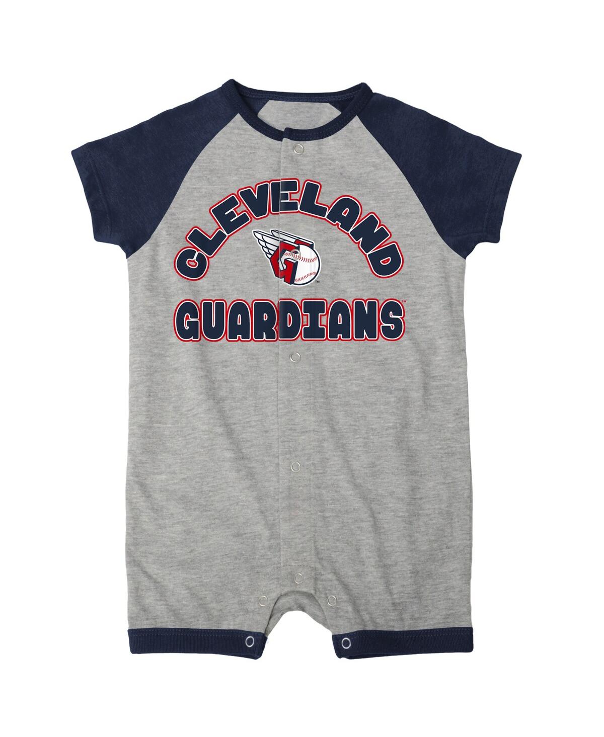 Shop Outerstuff Newborn And Infant Boys And Girls Heather Gray Cleveland Guardians Extra Base Hit Raglan Full-snap R