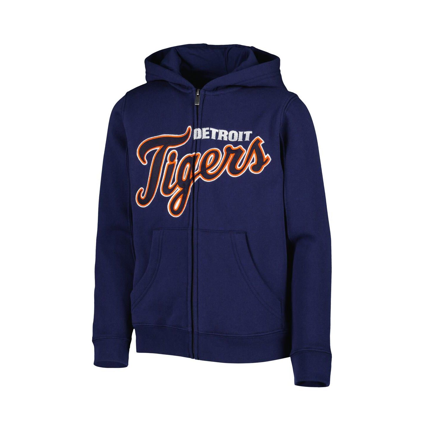 Детское худи Outerstuff Navy Detroit Tigers Wordmark Full-Zip Fleece — фото 3