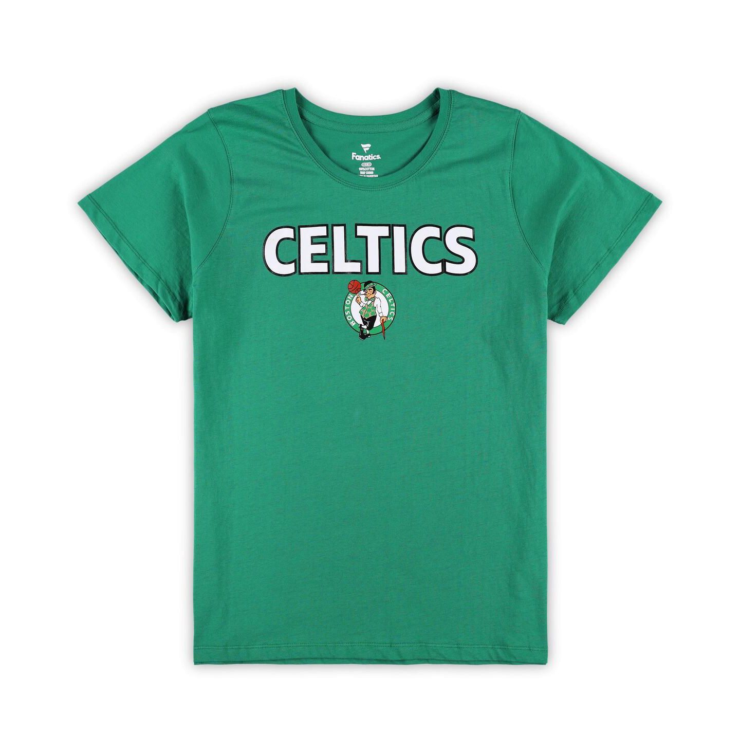 Женские комплекты Fanatics Kelly Green, Heather Gray Boston Celtics Plus Size T-shirt and Shorts Combo Set — фото 3