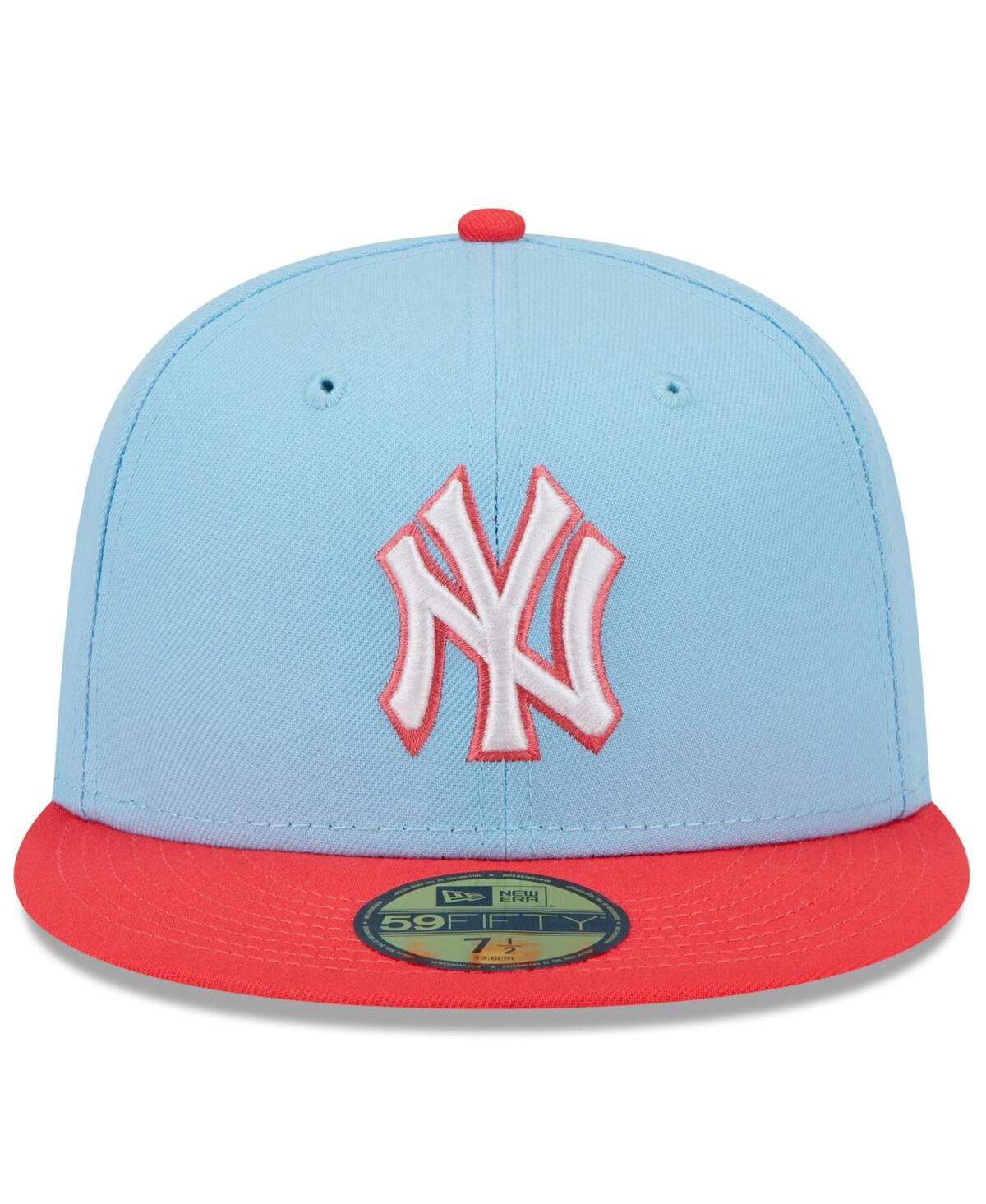 New Era Men's  Light Blue And Red New York Yankees Spring Color Two-tone 59fifty Fitted Hat In Light Blue,red