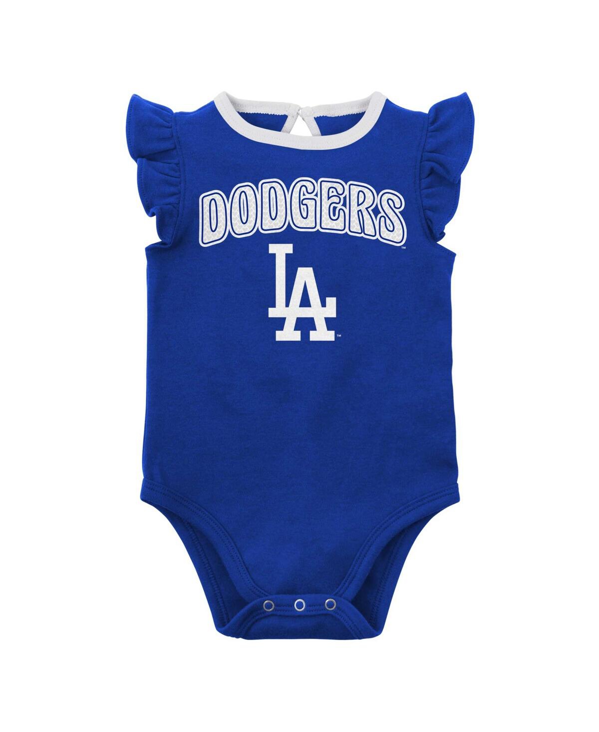 Outerstuff Infant Boys And Girls Royal And Heather Gray Los Angeles Dodgers Little Fan Two-pack Bodysuit Set In Royal,heather Gray