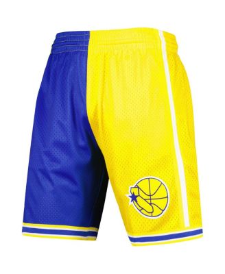 Men's Royal and Gold Golden State Warriors Hardwood Classics 1995 Split Swingman Shorts