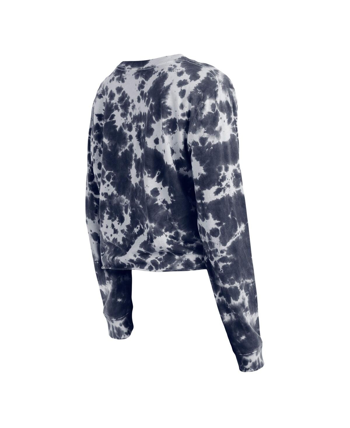 NEW ERA WOMEN'S NEW ERA NAVY WASHINGTON NATIONALS TIE-DYE CROPPED LONG SLEEVE T-SHIRT 