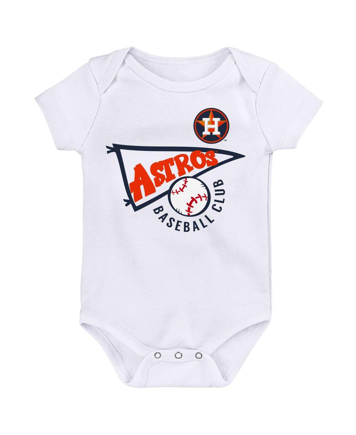 Outerstuff Infant Boys And Girls Orange And White And Heather Gray Houston Astros Biggest Little Fan 3-pack Bod In Orange,white