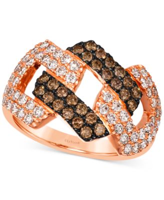 Le Vian - Chocolate Diamond & Nude Diamond Chain Link Statement Ring (1-1/10 ct. t.w.) in 14k Rose Gold