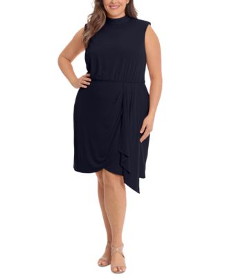 London Times - Plus Size Draped-Front Sheath Dress