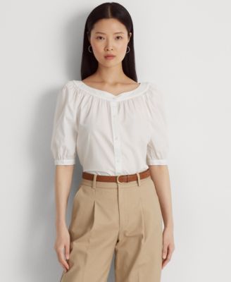 Lauren Ralph Lauren - Women's Cotton Broadcloth Puff-Sleeve Shirt