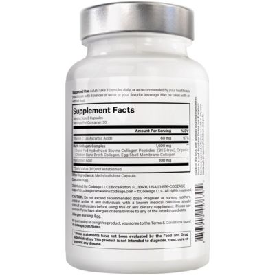 Amen Multi Collagen Peptides Capsules with Hyaluronic Acid and Vitamin C - 5 Types of Collagen Protein Type I, II, III, V, X - Grass Fed Hydrolyzed - 18 Amino Acids - Collagen Supplement - 90 Pills