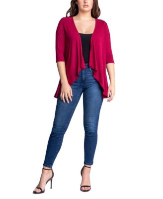 Women's Open Front Elbow Length Sleeve Cardigan Sweater