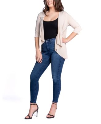 Women's Open Front Elbow Length Sleeve Cardigan Sweater