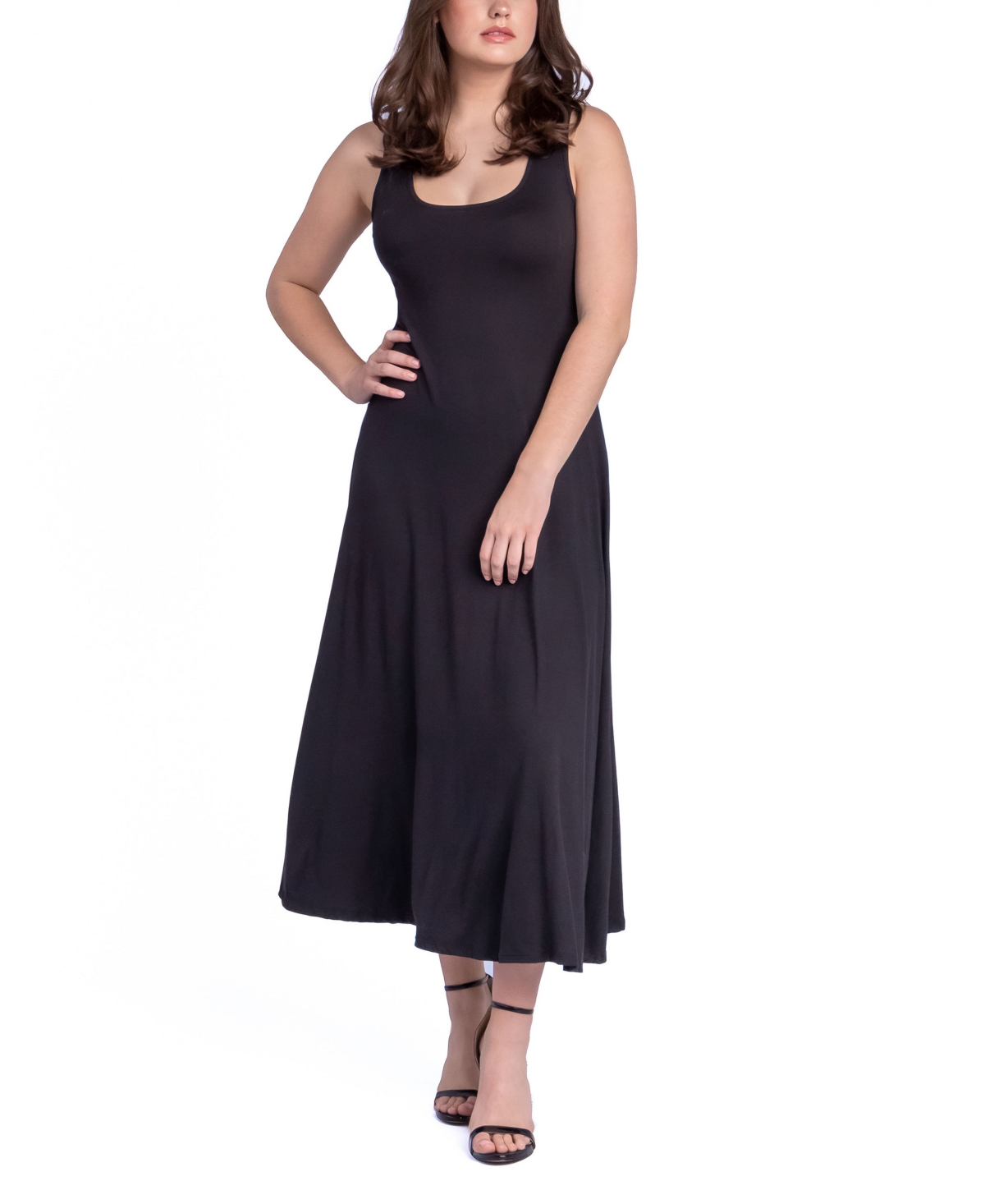 24seven Comfort Apparel Women's Relaxed Sleeveless Tunic A-line Long Dress In Black