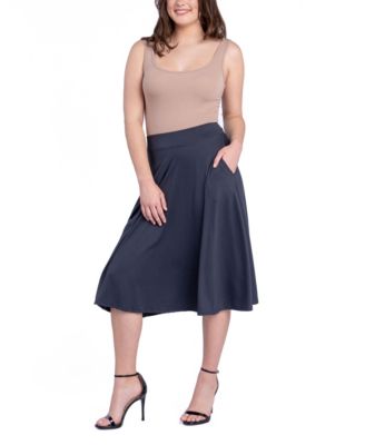 Women's Elastic Waistband Pocket Midi Skirt