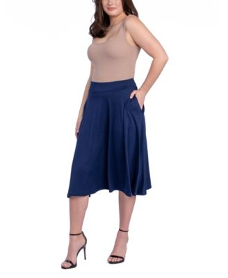 Women's Elastic Waistband Pocket Midi Skirt