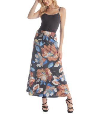Urban CoCo Women's Vintage A-Line Long Skirt - Elastic Waist Midi Skirt With Ruffled Design