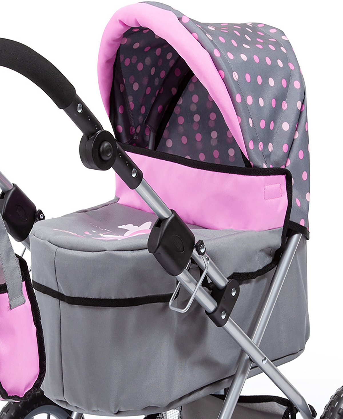 Shop Bayer Design Dolls Grey, Pink, Dots Trendy Pram In Multi