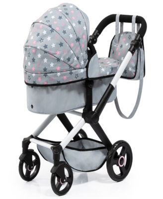Dolls Grey, Pink, Stars Pram Xeo