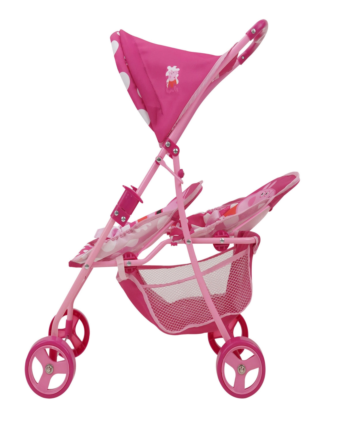 Shop Peppa Pig Pink And White Dots Doll Twin Stroller In Multi