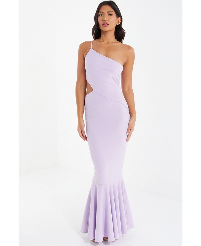 QUIZ Women s One Shoulder Diamante Detail Wrap Cut Out Maxi Dress