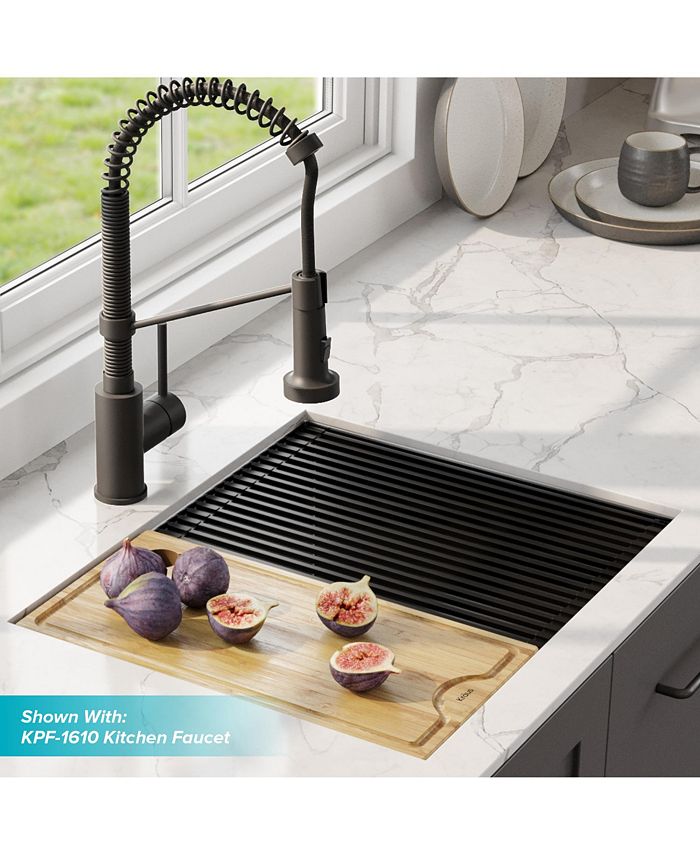 Kraus Kore 23 in. Workstation Undermount 16 Gauge Single Bowl Stainless Steel Kitchen Sink with