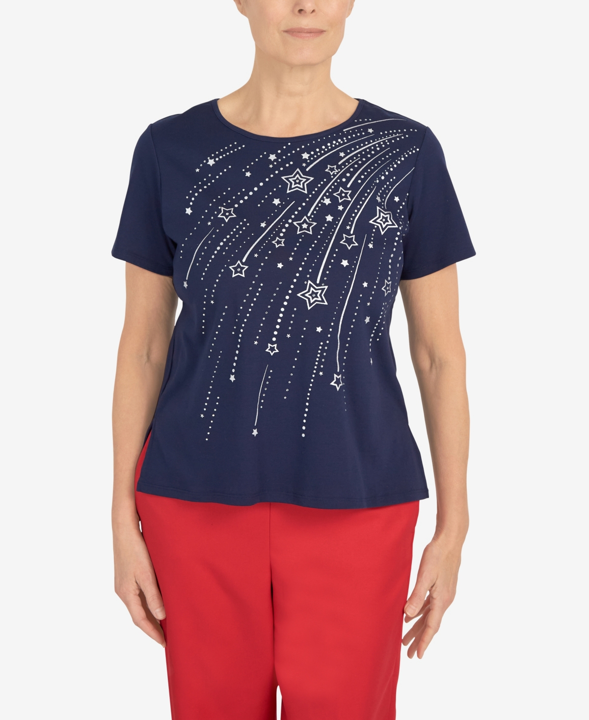 Alfred Dunner Women's Shooting Stars Short Sleeve T-shirt