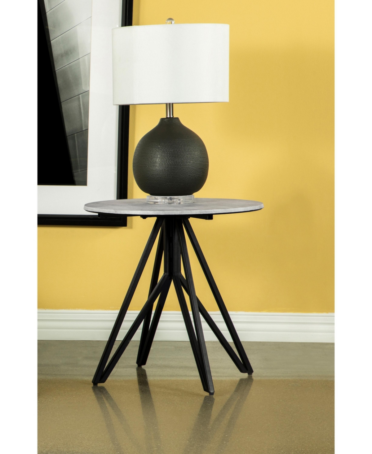 Coaster Home Furnishings High Pressure Laminated Round End Table with Hairpin Legs - Gunmetal