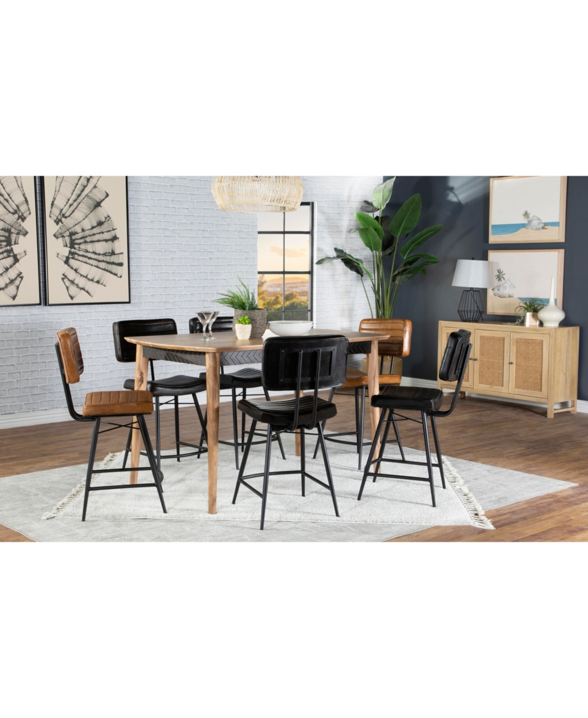 Coaster Home Furnishings 2-piece Leather Partridge Upholstered Counter Height With Footrest Stools Set