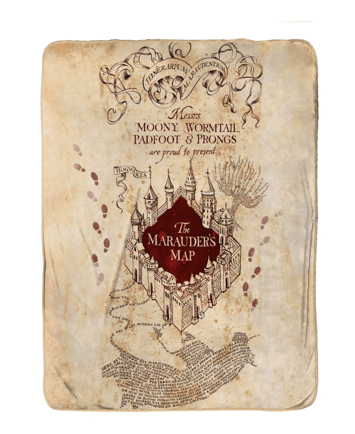 Jay Franco Harry Potter Marauders Map Silk Touch Throw, 70" X 50" In Brown