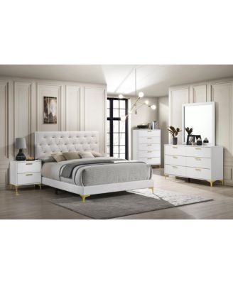 Kendall 49.25" Asian Hardwood Tufted Upholstered Panel Queen Bed