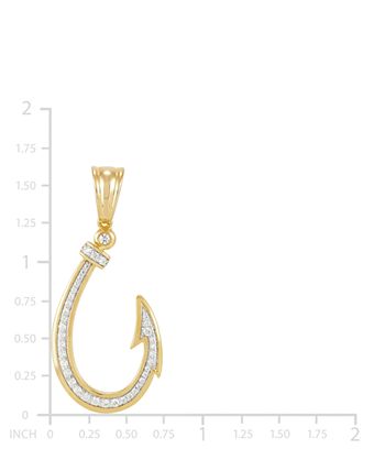 Gold Fishing Hook Pendant (1 in.) Gold M | Factory Direct Jewelry