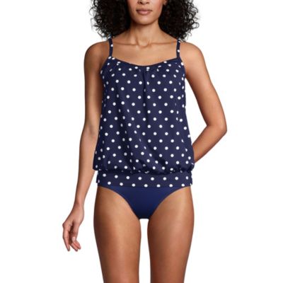 Lands End Women's Blouson Tummy Hiding Tankini Top Swimsuit, Size 4...