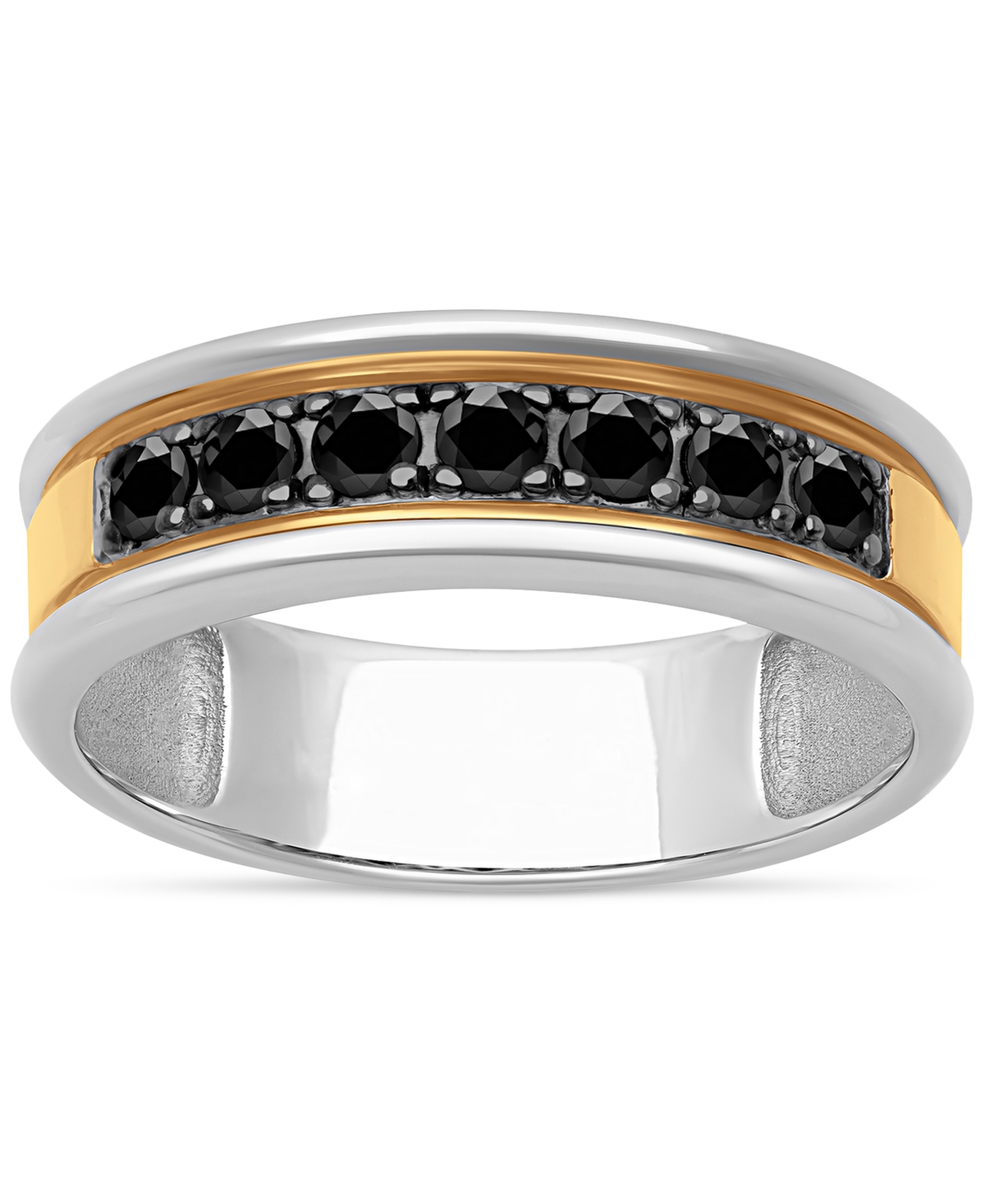 Men'sSapphire Band (3/4 ct. t.w.) in Sterling Silver & 18k Gold-Plate - Black