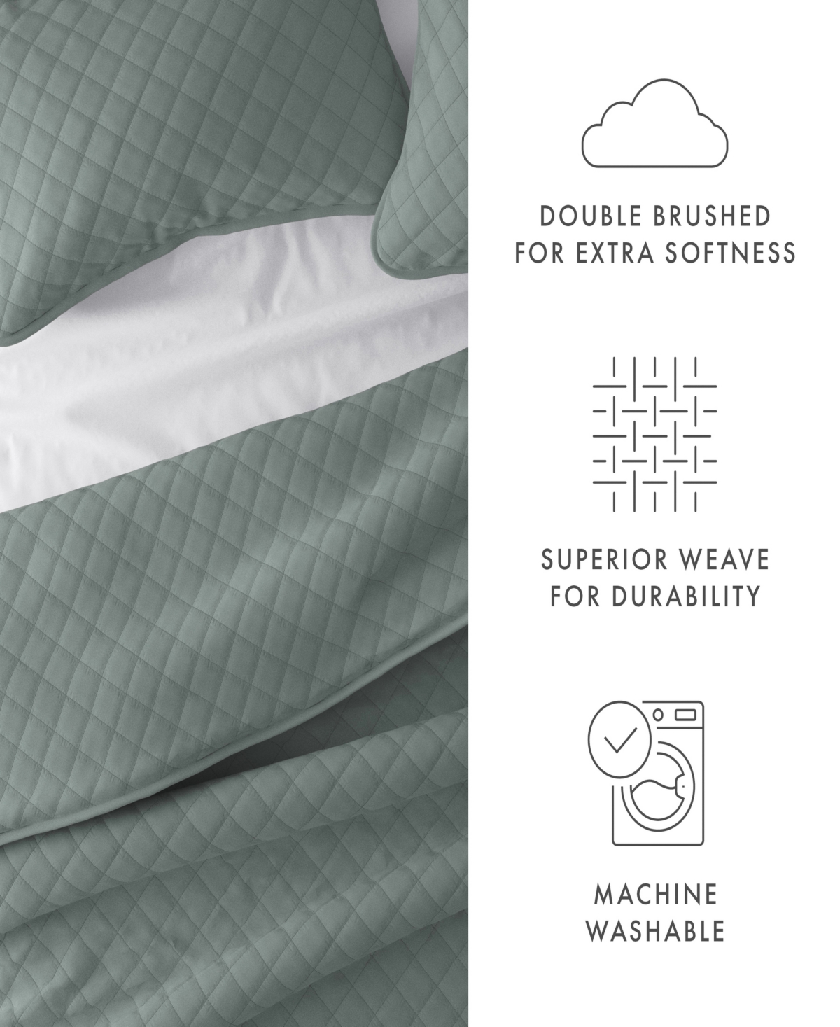 ienjoy Home All Season 3 Piece Diamond Stitch Quilt Set,