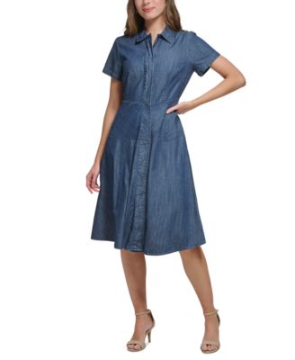 Tommy Hilfiger - Petite Chambray Fit & Flare Shirtdress