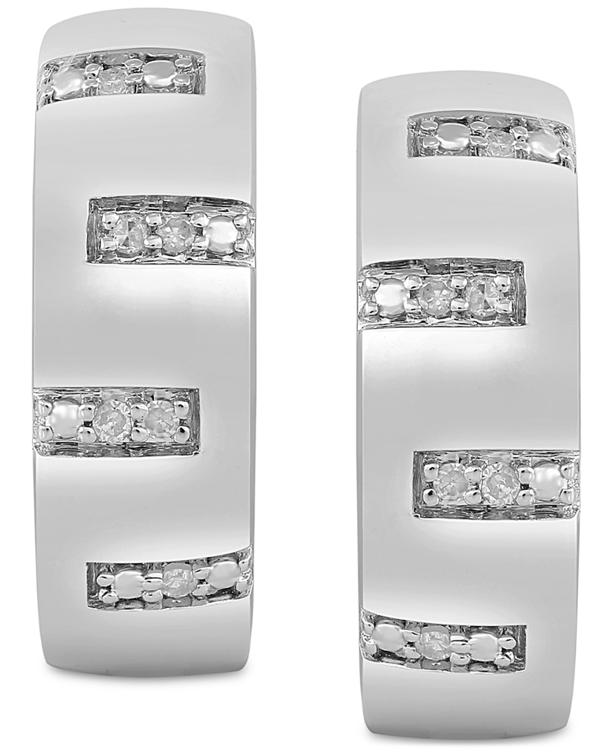 Men's Diamond Zigzag Hoop Earrings (1/20 ct. t.w.), 15mm (Also in Black Diamond)