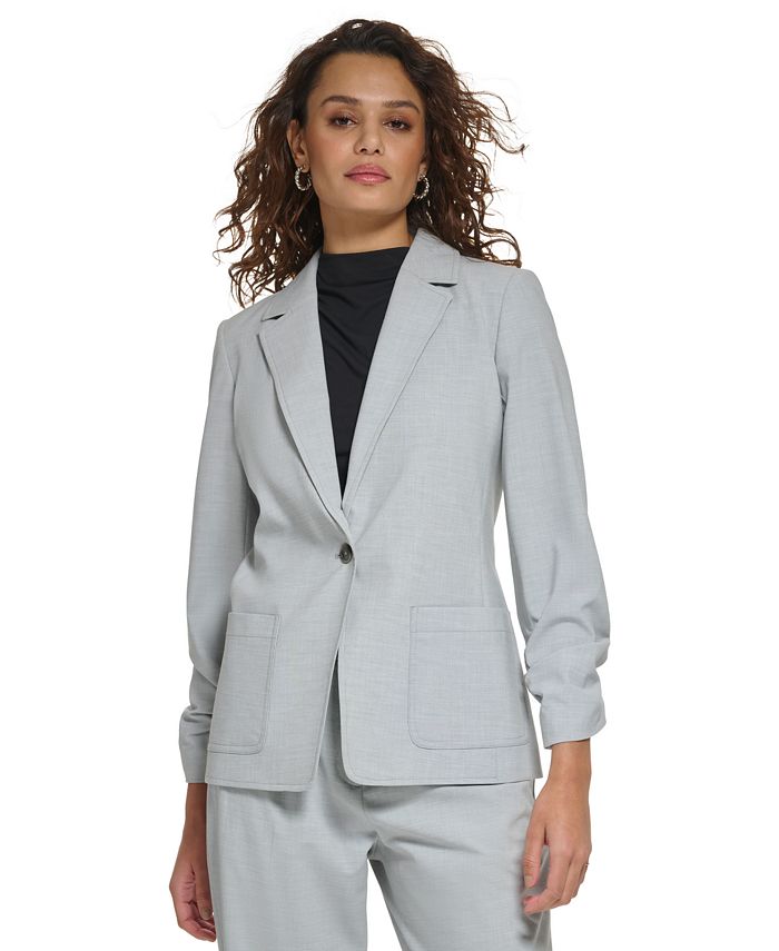 Calvin Klein Women's One-Button Ruched-Sleeve Jacket - Macy's