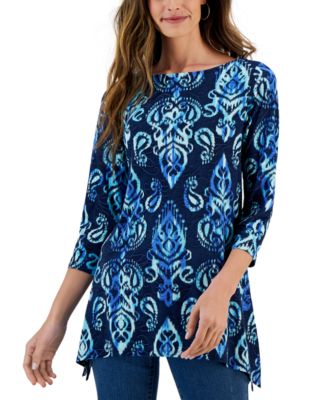 JM Collection - Women's Jacquard 3/4-Sleeve Tunic