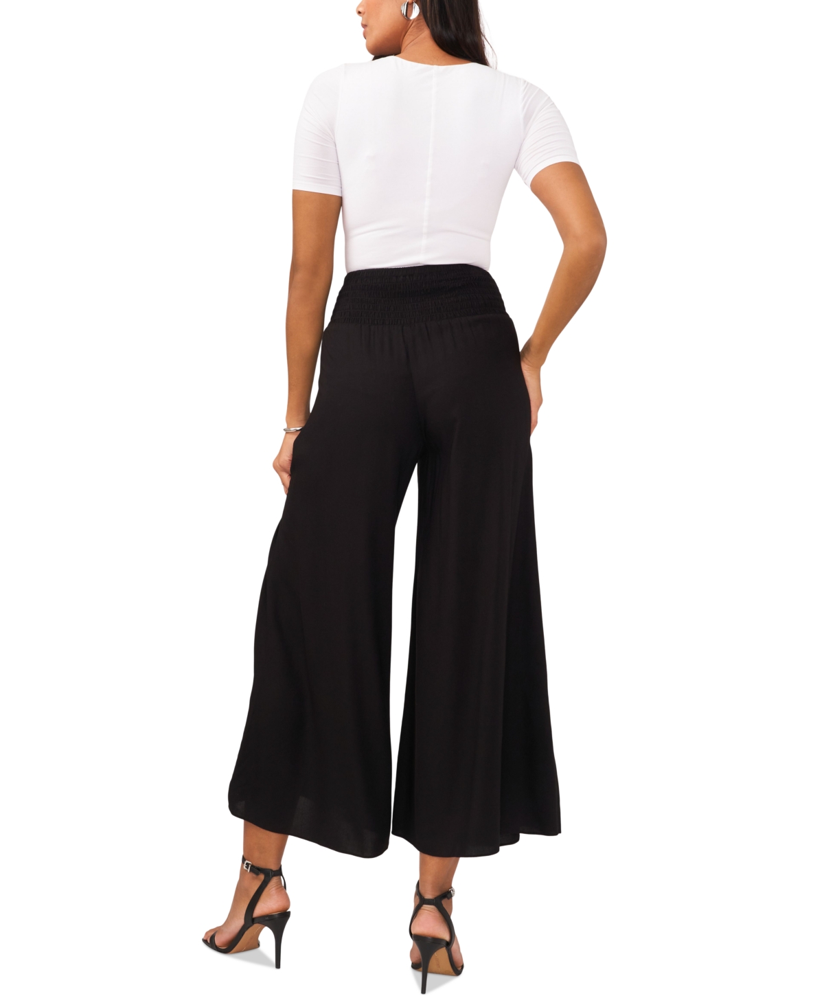 Sam & Jess Women's Challis Smocked-Waist Wide-Leg Pants