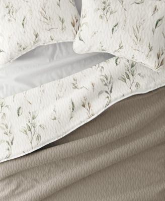 Watercolor Leaves and Stripe Reversible 2-Pc. Lightweight Quilt Set, Twin/Twin XL