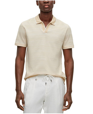 Hugo Boss Men's Multi-Toned Jacquard Mercerised Cotton Polo Shirt - Macy's
