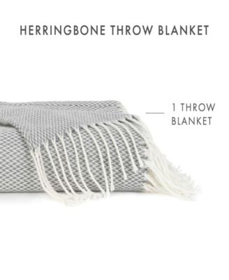 Herringbone Lightweight Fringed Throw, 60" x 50"