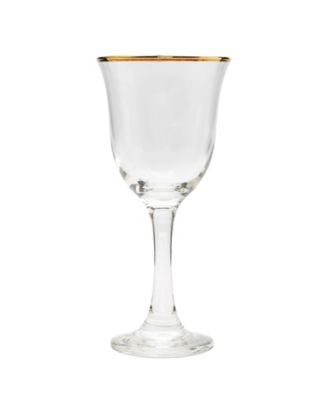 Water Glasses with Gold Rim, Set of 6