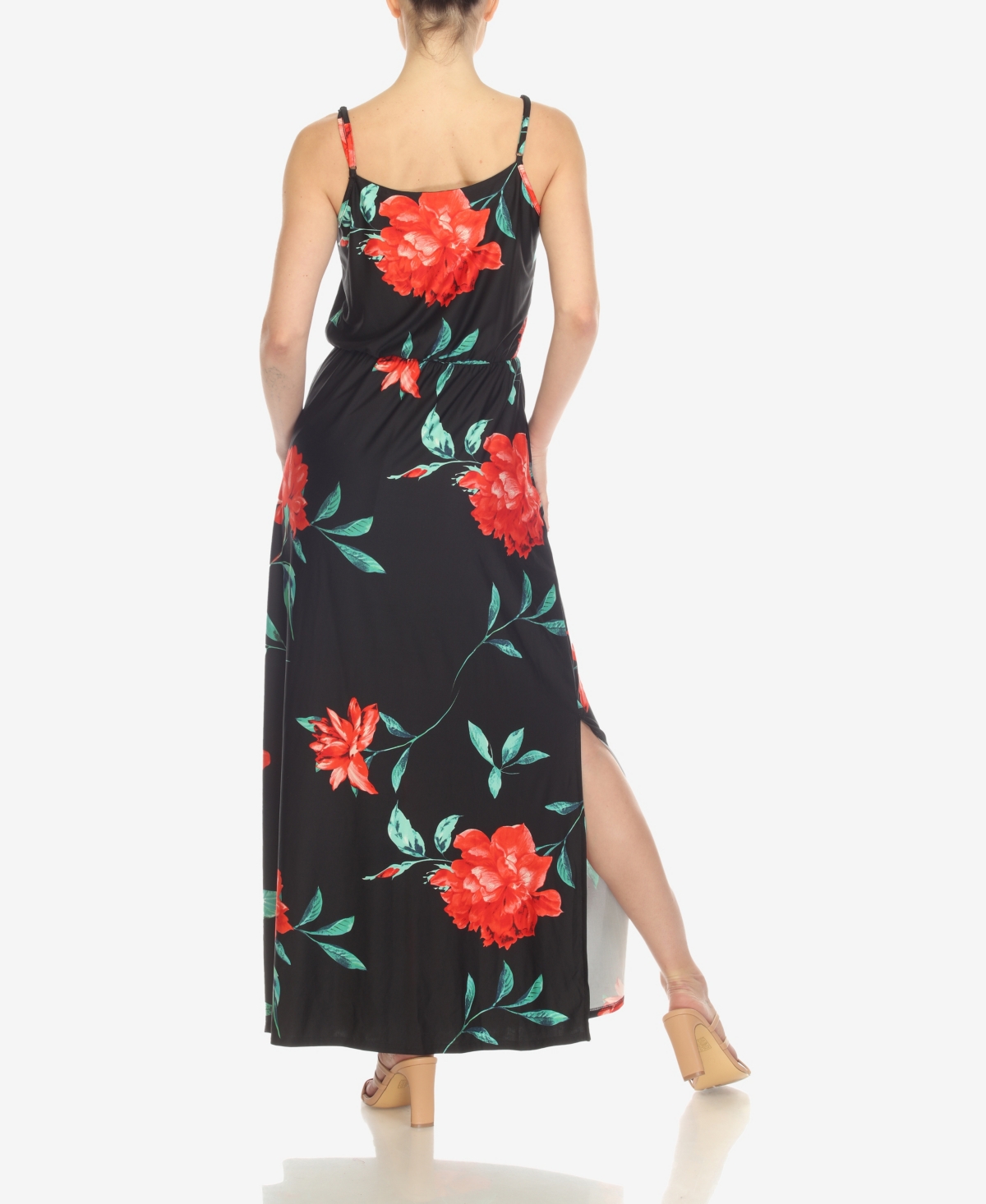 White Mark Women's Floral Strap Maxi Dress