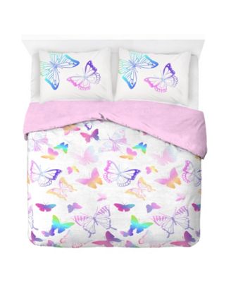 Ombre Butterflies 100% Organic Cotton Full/Queen Duvet Cover & Sham Set