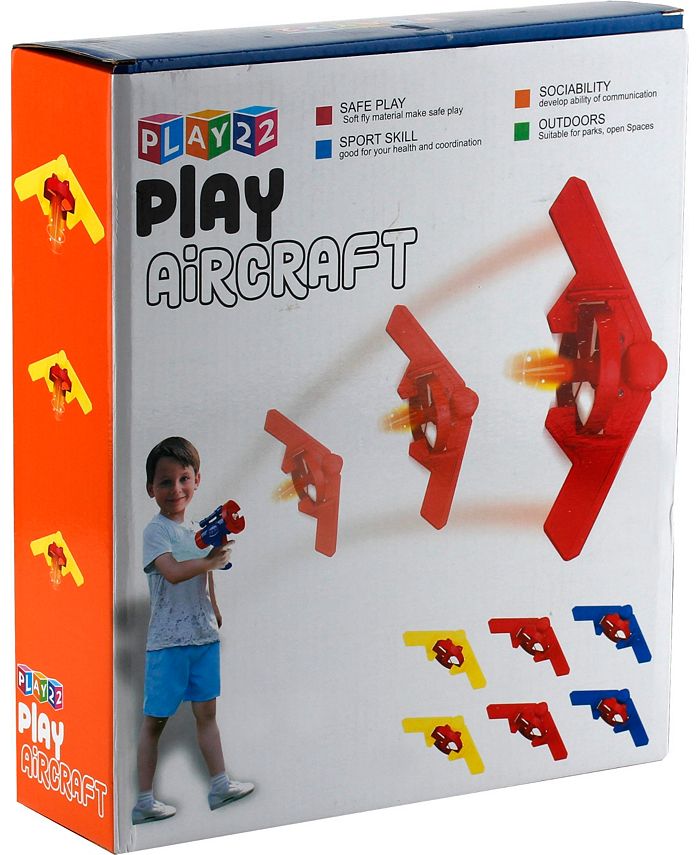 Play22usa Lunar Launcher Toy Flying Airplane Disc 6 Flying Airplane