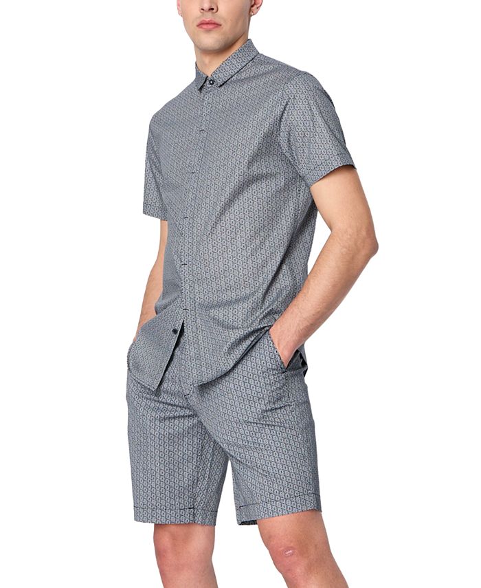 A|X Armani Exchange Men's Slim-Fit Geo-Print Button-Down Shirt - Macy's