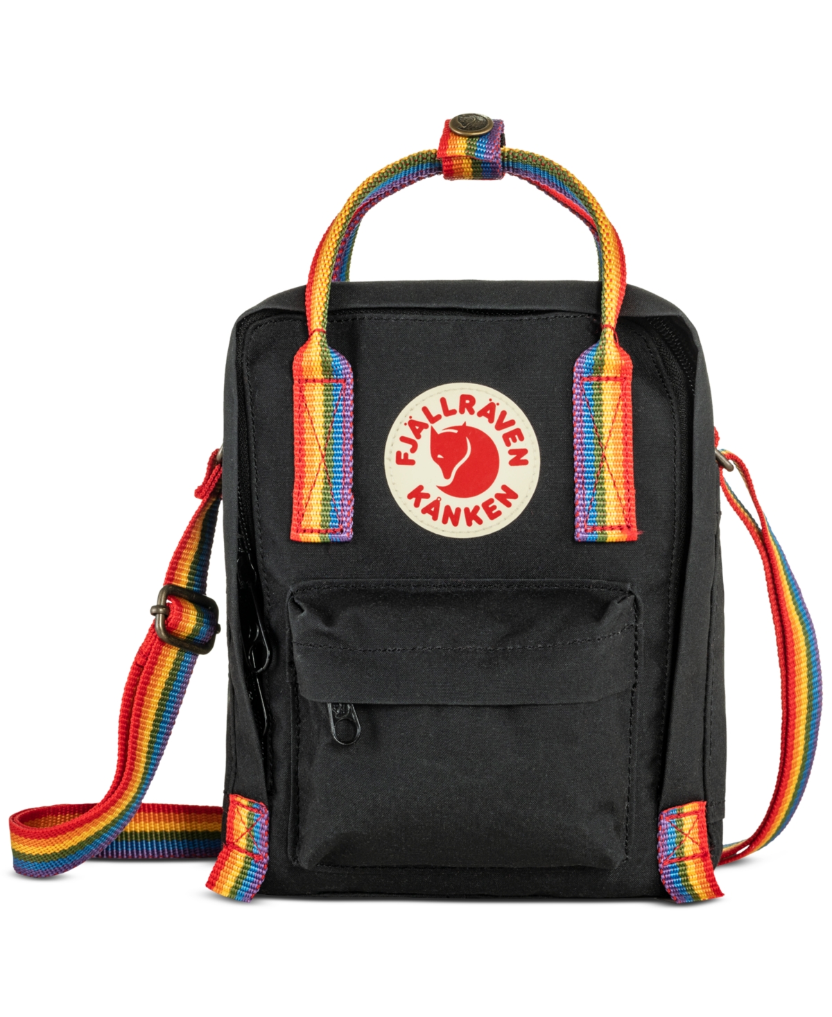 Kanken Rainbow-Straps Sling Bag - Black-Rainbow Pattern