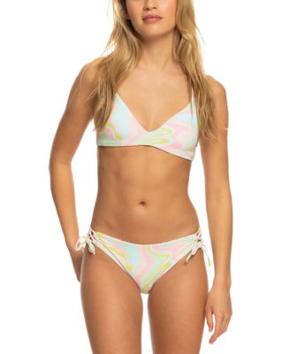 Roxy Pop Up long line crop bikini top in tropical print