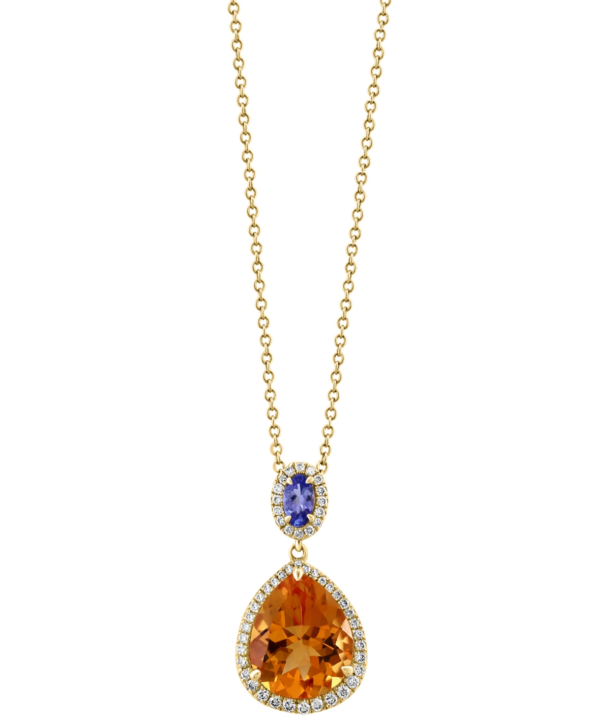 Effy Collection Effy Multi Gemstone 3 7 8 ct. t.w. Diamond 1 4 ct. t.w. Halo Drop 18 Pendant Necklace in 14k Gold K Gold Smart Closet