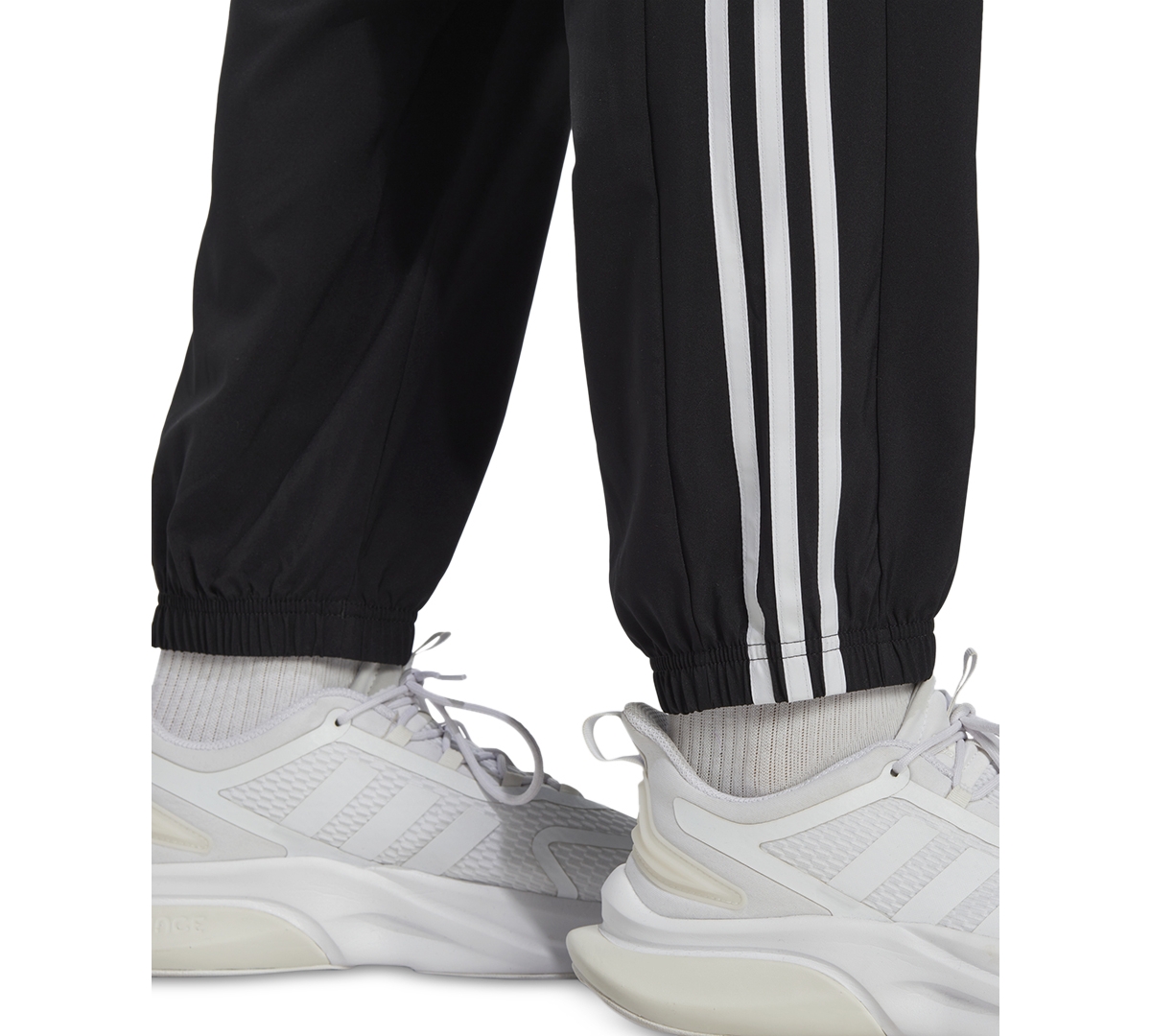 adidas Men's Aeroready Essentials Elastic Cuff Woven 3-Stripes Tracksuit Pants -white