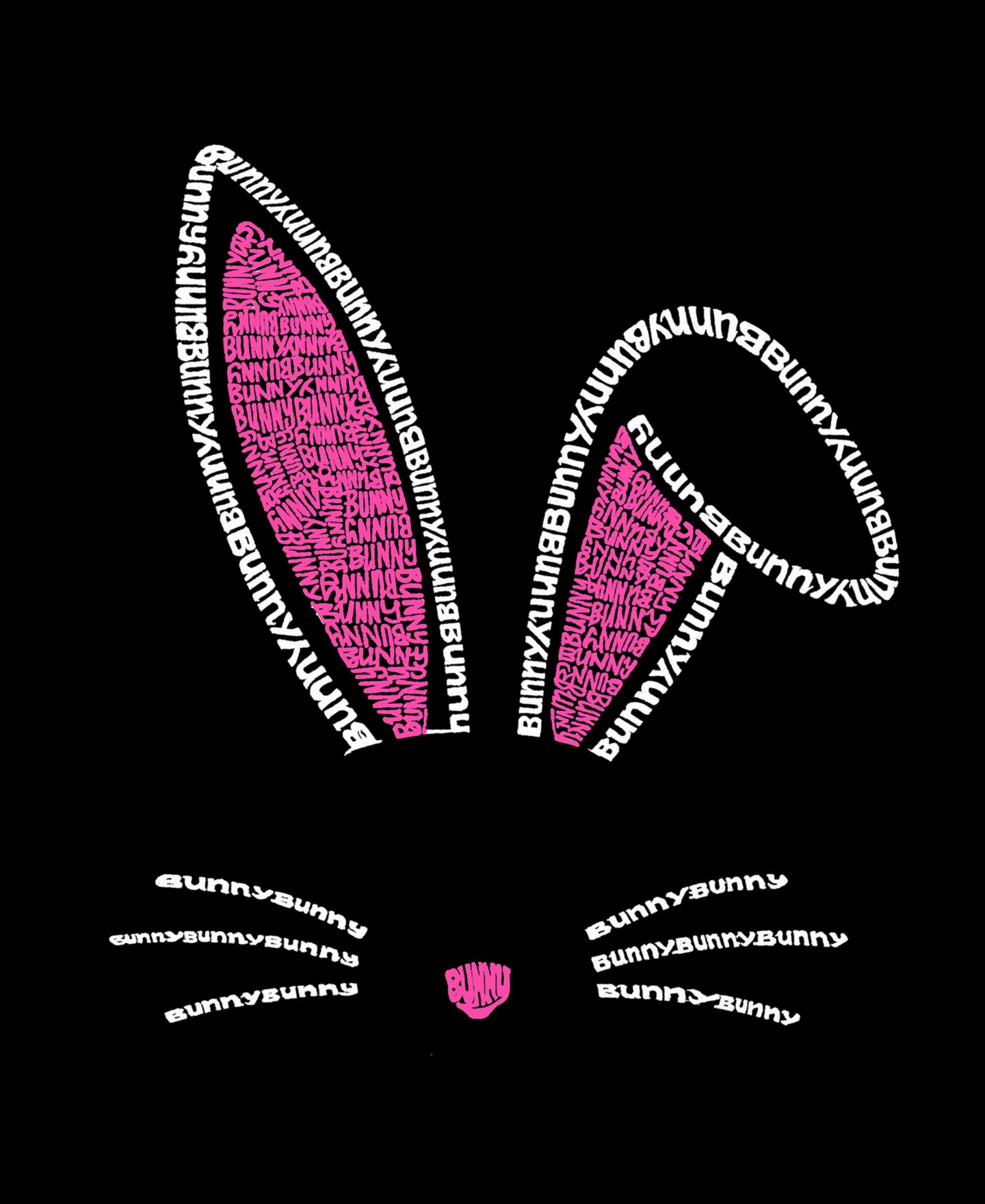 Женская футболка LA Pop Art Bunny Ears Word Art V-Neck, цвет: Чёрный — фото 3